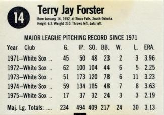 1976 Hostess Twinkies #14 Terry Forster Back