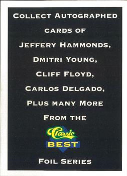 1993 Classic Best Capital City Bombers #28 Classic Best Ad Card Back