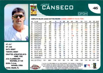 2001 Topps Chrome #46 Jose Canseco Back