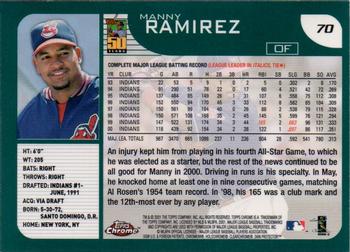 2001 Topps Chrome #70 Manny Ramirez Back