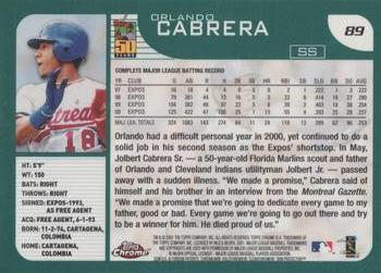 2001 Topps Chrome #89 Orlando Cabrera Back