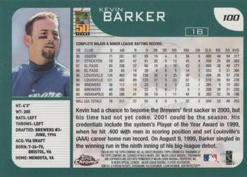 2001 Topps Chrome #100 Kevin Barker Back