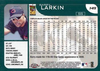2001 Topps Chrome #149 Barry Larkin Back