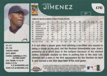 2001 Topps Chrome #176 Jose Jimenez Back