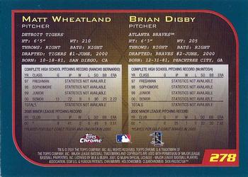 2001 Topps Chrome #278 Matt Wheatland / Bryan Digby Back