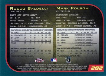 2001 Topps Chrome #282 Rocco Baldelli / Mark Folsom Back