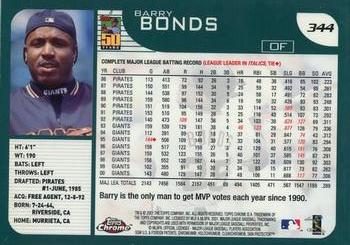 2001 Topps Chrome #344 Barry Bonds Back