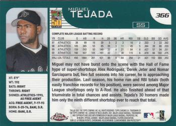 2001 Topps Chrome #366 Miguel Tejada Back