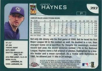 2001 Topps Chrome #393 Jimmy Haynes Back