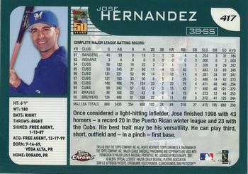 2001 Topps Chrome #417 Jose Hernandez Back