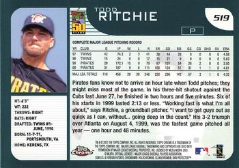 2001 Topps Chrome #519 Todd Ritchie Back