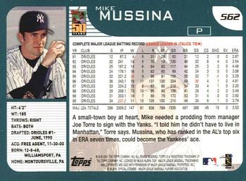 2001 Topps Chrome #582 Mike Mussina Back