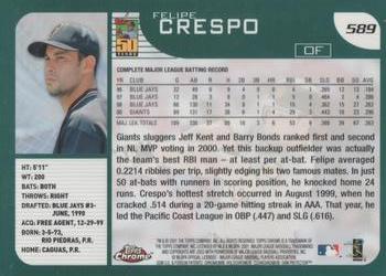 2001 Topps Chrome #589 Felipe Crespo Back