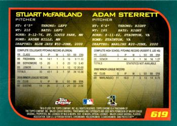 2001 Topps Chrome #619 Stuart McFarland / Adam Sterrett Back