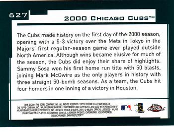 2001 Topps Chrome #627 Chicago Cubs Back