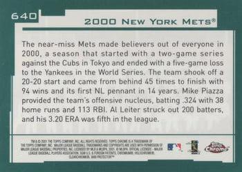 2001 Topps Chrome #640 New York Mets Back