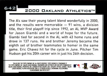 2001 Topps Chrome #642 Oakland Athletics Back
