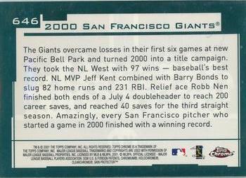 2001 Topps Chrome #646 San Francisco Giants Back