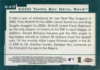 2001 Topps Chrome #649 Tampa Bay Devil Rays Back