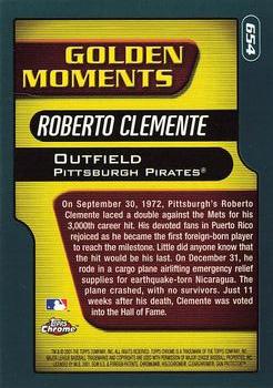 2001 Topps Chrome #654 Roberto Clemente Back
