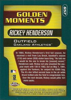2001 Topps Chrome #657 Rickey Henderson Back