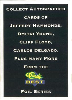 1993 Classic Best Elizabethton Twins #28 Classic Best Ad Card Back