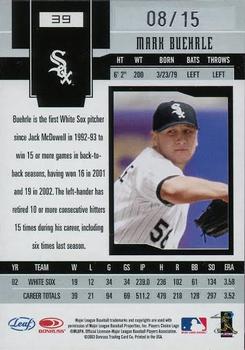 2003 Leaf Certified Materials - Mirror Red Autographs #39 Mark Buehrle Back