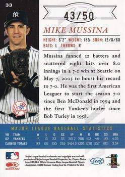 2003 Leaf Limited - Gold Spotlight #33 Mike Mussina  Back