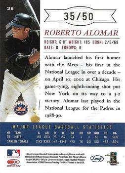 2003 Leaf Limited - Gold Spotlight #38 Roberto Alomar Back