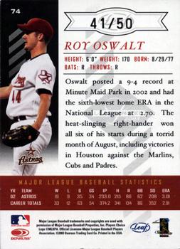 2003 Leaf Limited - Gold Spotlight #74 Roy Oswalt Back