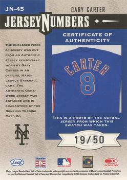 2003 Leaf Limited - Jersey Numbers #JN-45 Gary Carter Back