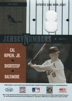 2003 Leaf Limited - Jersey Numbers #JN-85 Brooks Robinson / Cal Ripken Jr. Back