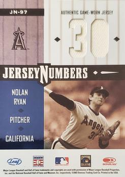 2003 Leaf Limited - Jersey Numbers #JN-97 Nolan Ryan Back