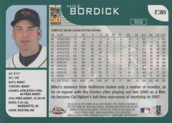 2001 Topps Traded & Rookies - Chrome #T36 Mike Bordick Back
