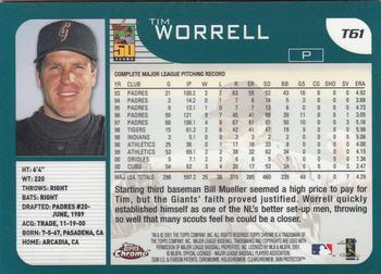 2001 Topps Traded & Rookies - Chrome #T61 Tim Worrell Back