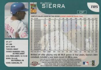 2001 Topps Traded & Rookies - Chrome #T85 Ruben Sierra Back