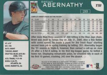 2001 Topps Traded & Rookies - Chrome #T91 Brent Abernathy Back