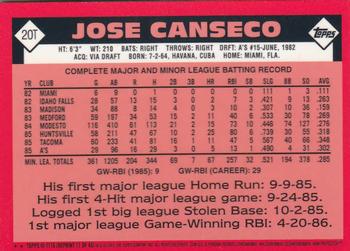 2001 Topps Traded & Rookies - Chrome #T116 Jose Canseco Back