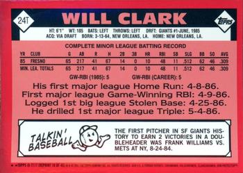 2001 Topps Traded & Rookies - Chrome #T117 Will Clark Back