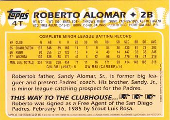 2001 Topps Traded & Rookies - Chrome #T129 Roberto Alomar Back