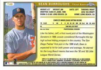 2001 Topps Traded & Rookies - Chrome #T143 Sean Burroughs Back