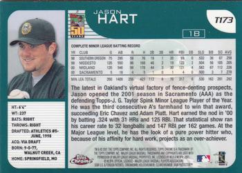 2001 Topps Traded & Rookies - Chrome #T173 Jason Hart Back