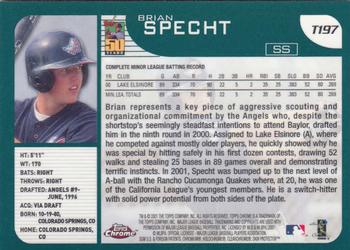 2001 Topps Traded & Rookies - Chrome #T197 Brian Specht Back
