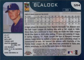 2001 Topps Traded & Rookies - Chrome #T214 Hank Blalock Back