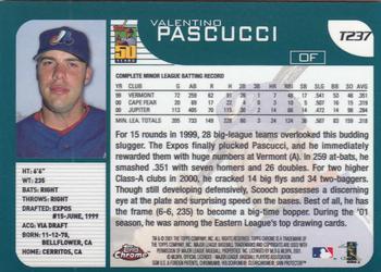 2001 Topps Traded & Rookies - Chrome #T237 Valentino Pascucci Back