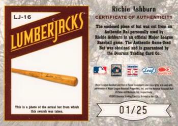 2003 Leaf Limited - Lumberjacks Bat #LJ-16 Richie Ashburn Back