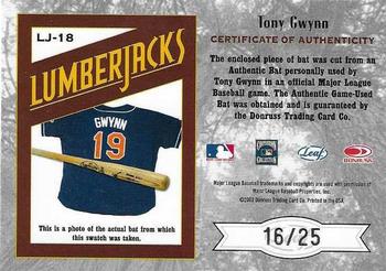 2003 Leaf Limited - Lumberjacks Bat #LJ-18 Tony Gwynn Back