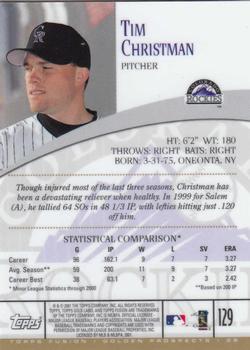 2001 Topps Fusion #129 Tim Christman Back