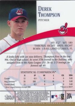 2001 Topps Fusion #204 Derek Thompson Back