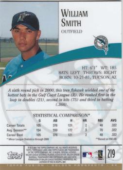 2001 Topps Fusion #219 Will Smith Back